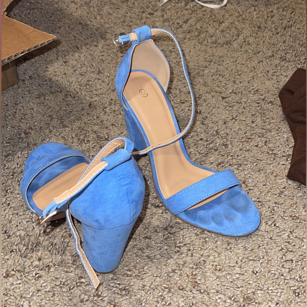 size 6.5 blue heels worn once